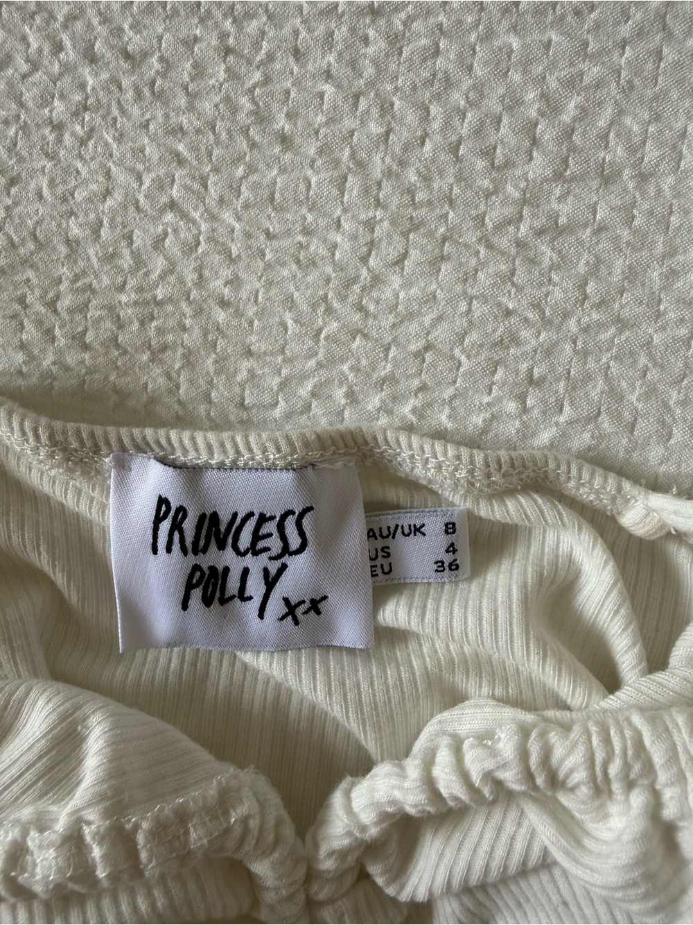 Princess Polly Ivory Ribbed Drawstring Bralette - Picture 2 of 2